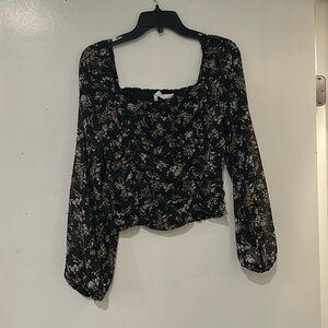 All in Favor Ruched Square Neck Blouse